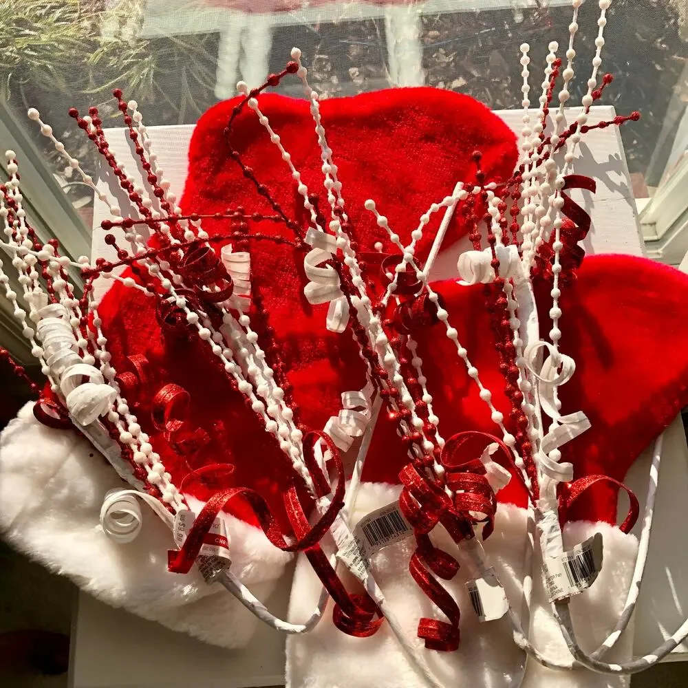 NWT 4 Ashland Large Red & White Festive Holiday Christmas Floral Picks